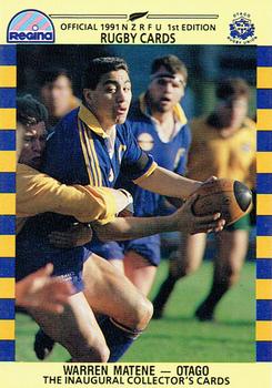 1991 Regina NZRFU 1st Edition #196 Warren Matene Front
